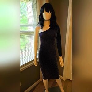 Elegant Dark Navy One-Shoulder Dress